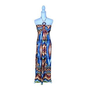 Valerie Bertinelli Maxi Halter Colorful Summer Boho Dress Women’s Size 14